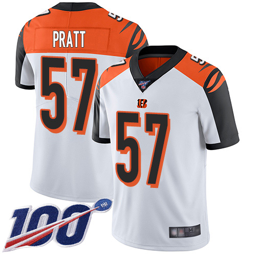 Cincinnati Bengals Limited White Men Germaine Pratt Road Jersey NFL Footballl 57 100th Season Vapor Untouchable